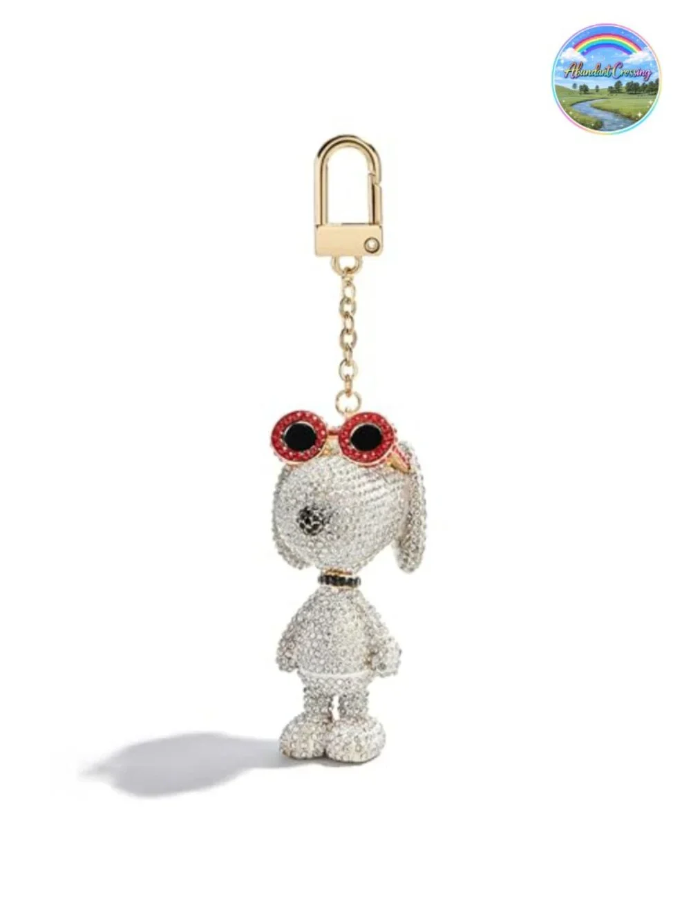 Crystal Enamel Snoopy Bag Charm Keychain 3D